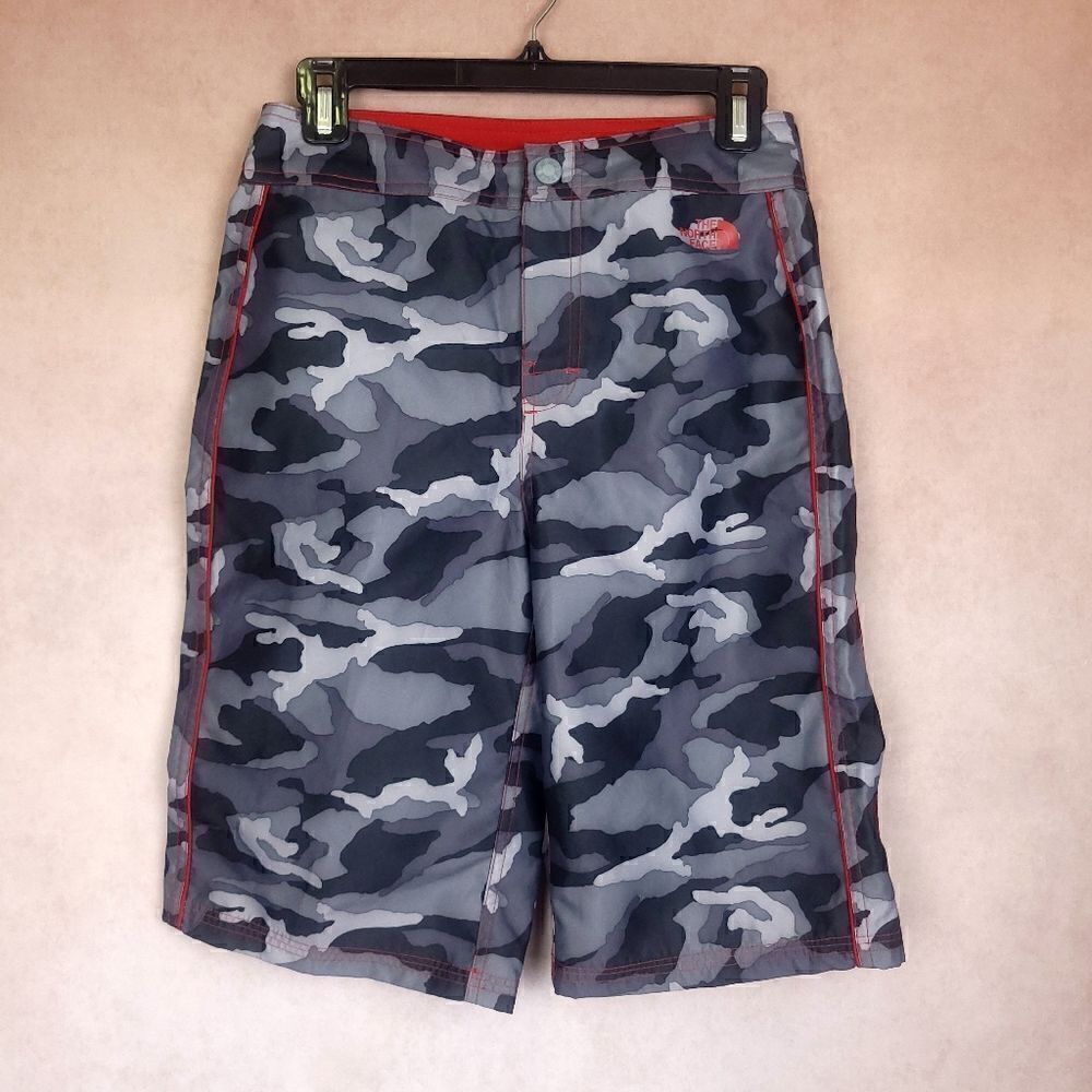 The North Face Grey Camo Shorts Swim Trunks Boys Size 14